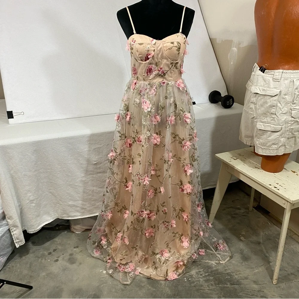 Ever After Dress Chic Floral Maxi Dress with Pink Accents - Picture 3 of 15